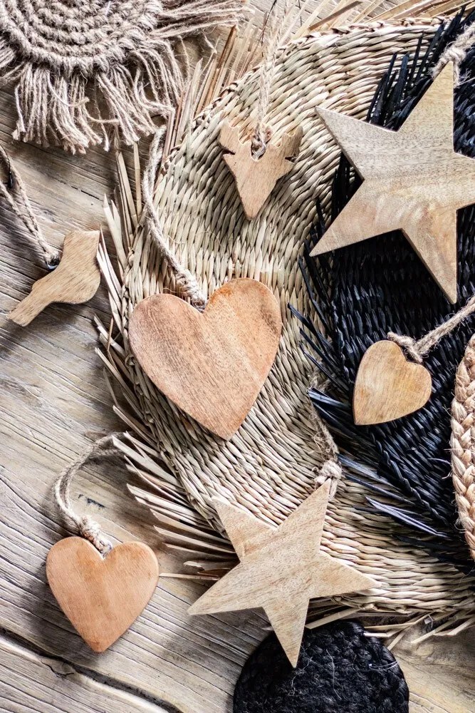 Dekorácia prírodný drevený jeleň na povrázku - 7*1,5*5,5cm