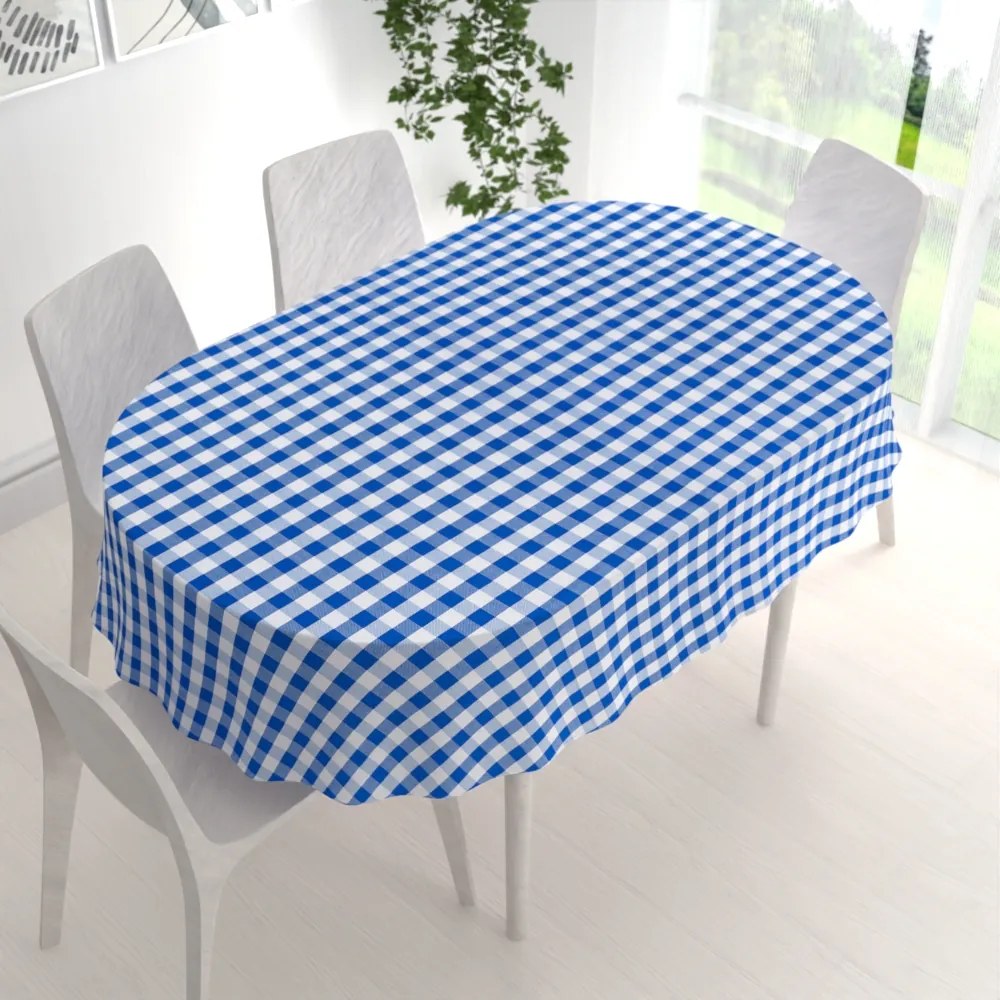 Biante Teflónový oválny obrus TF-070 Modro-biela kocka 80x120 cm