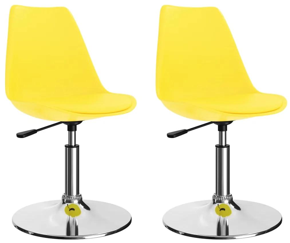 vidaXL Otočné jedálenské stoličky 2 ks, žlté, umelá koža
