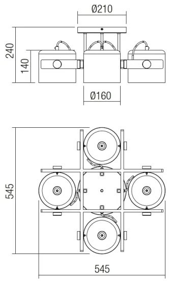 Redo 01-2401 - Prisadený luster POOH 4xE27/42W/230V buk
