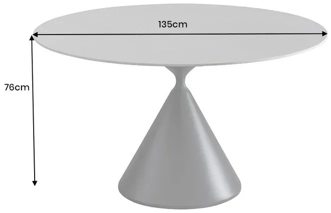 Jedálenský stôl Signature 135 cm čierny kovový rám s doskou v sivo-mramorovom vzhľade