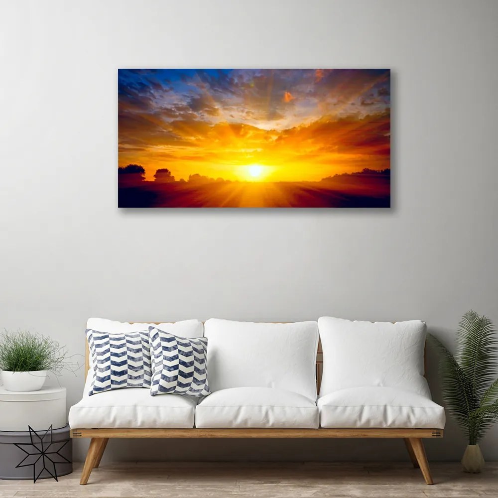 Obraz Canvas Slnko nebo krajina 125x50 cm