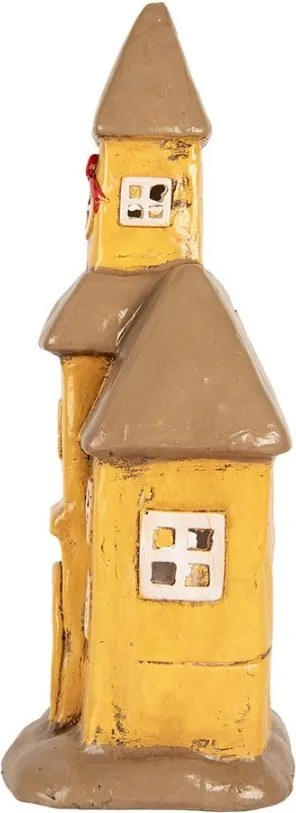Žltý kostol svietnik na čajovú sviečku Homely - 23*17*43 cm