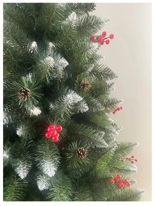 Umelý 3D vianočný stromček BOROVICA s jarabinou 160 cm