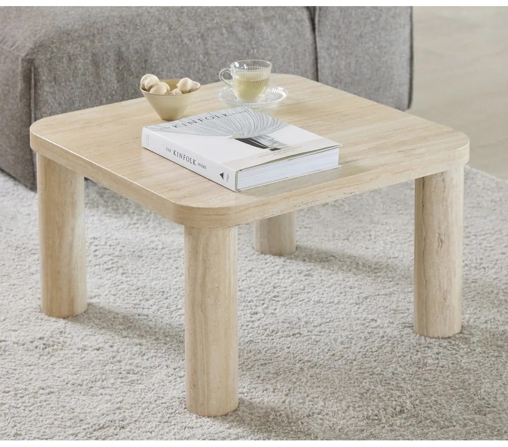 Béžový konferenčný stolík v dekore mramoru 60x60 cm Solano – Actona
