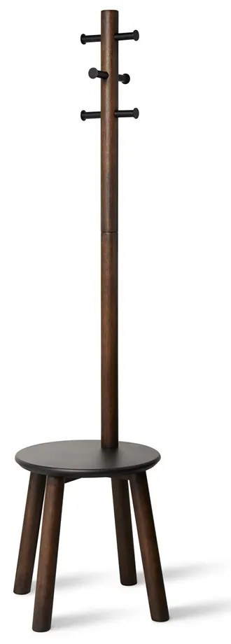 Věšák se stoličkou Umbra PILLAR 167x50cm tm. hnědá, černá
