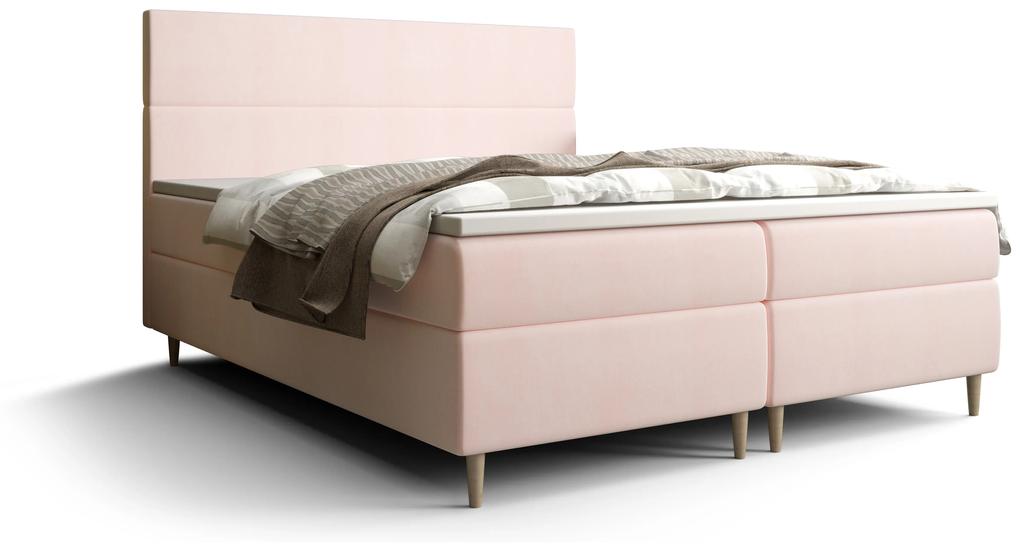 Manželská posteľ Boxspring 140 cm Flu (svetloružová) (s matracom a úložným priestorom). Vlastná spoľahlivá doprava až k Vám domov. 1046539