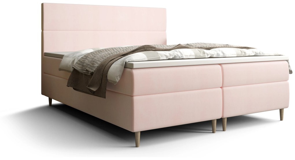 Manželská posteľ Boxspring 160 cm Flu Comfort (svetloružová) (s matracom a úložným priestorom). Vlastná spoľahlivá doprava až k Vám domov. 1055935