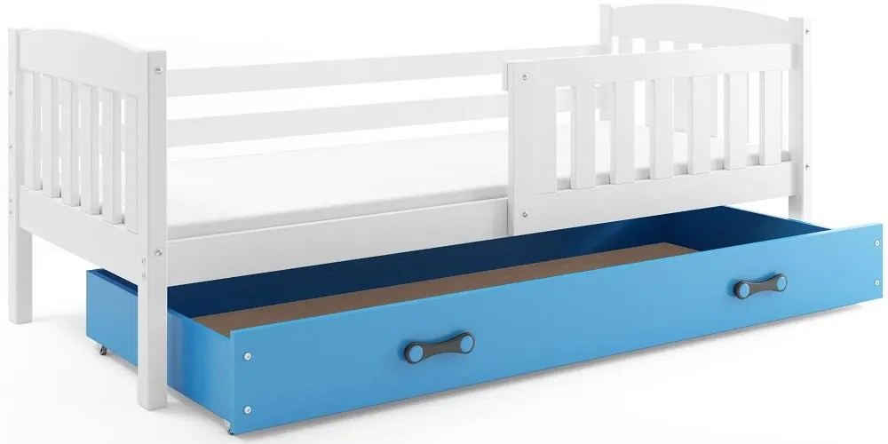 Posteľ KUBO 1 200x90 Biela - Modrá