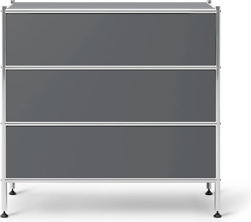 Kovová komoda »CN3« s 3 zásuvkami, sivá