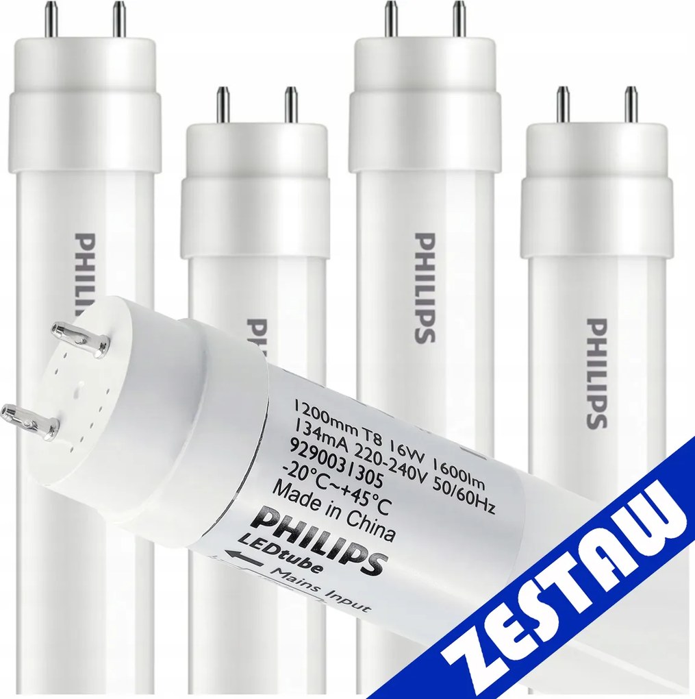 SADA 4x LED trubicové svetlo 120cm 18W 4000K 1800lm G13 Philips Neutral