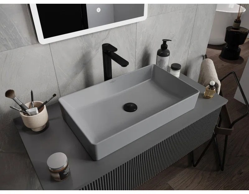 Mexen Nadia, umývadlo na dosku 60 x 35 cm, svetlá šedá matná, 21616061