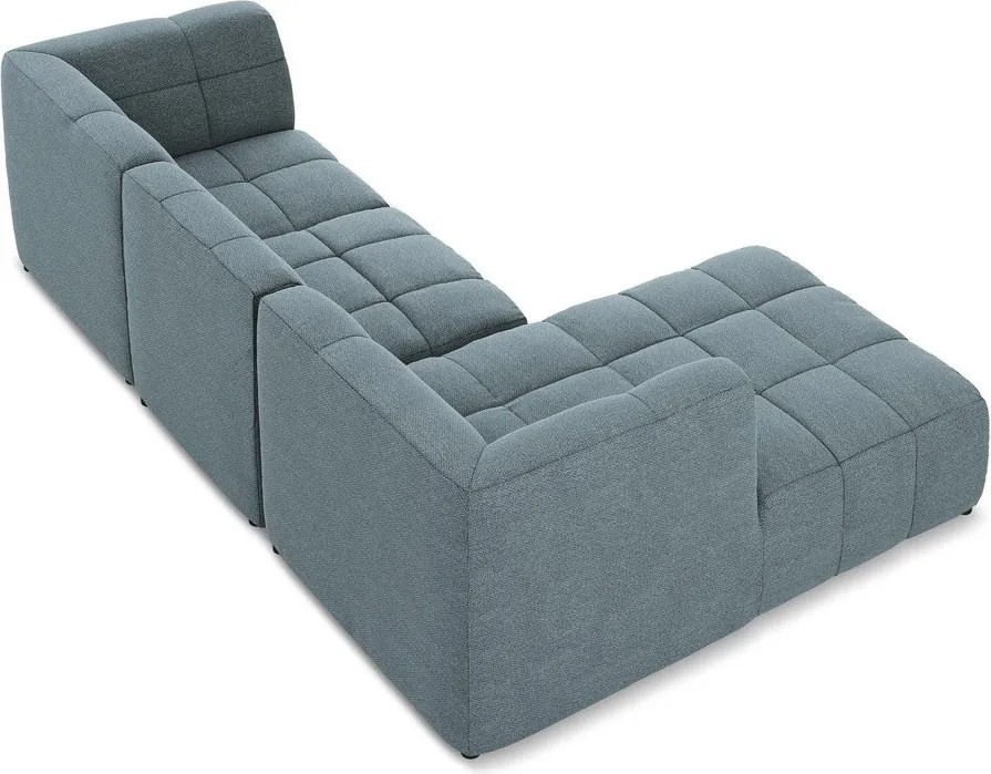 Modrá rohová pohovka z textílie buklé (ľavý roh/s leňoškou) Aloha – Makamii