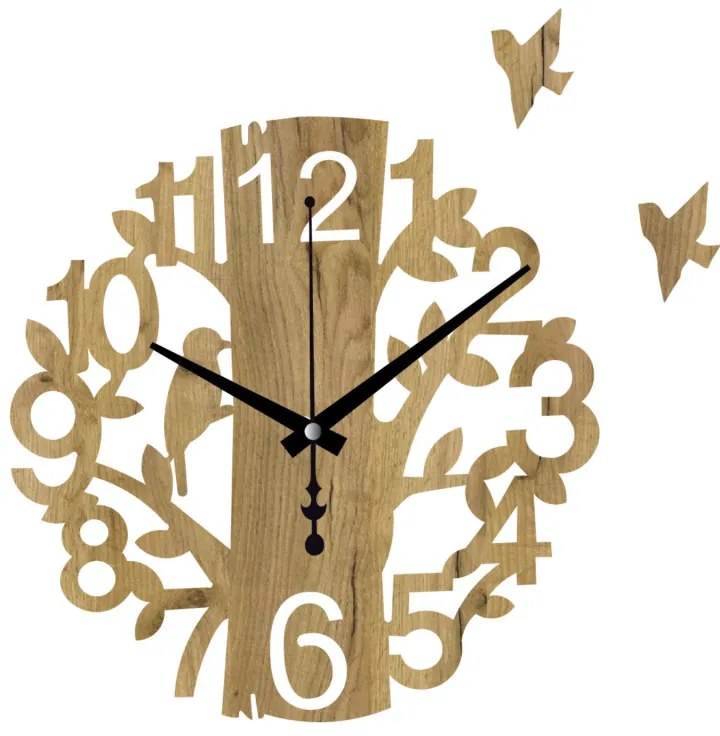 Drevené nástenné hodiny Vtáčik – moderný dizajn, tichý chod | SENTOP HDF0162