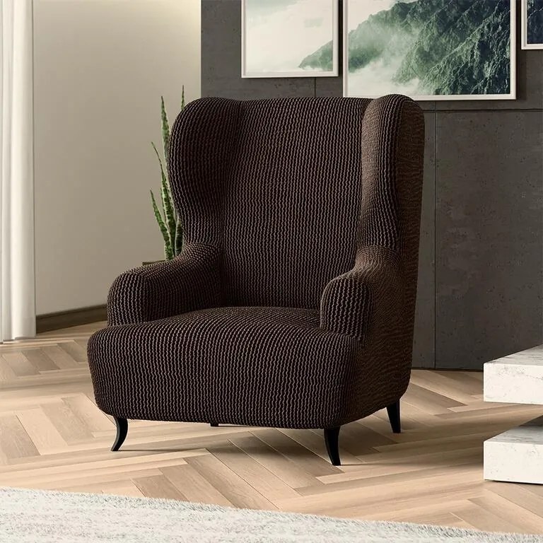 Bielastické poťahy COSTINA tabaková kreslo ušiak (š. 60 - 110 cm)