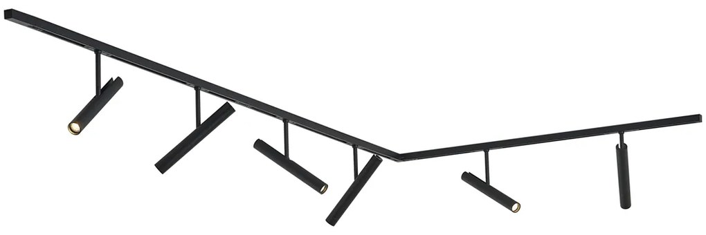 Moderný koľajnicový systém čierny so 6 bodovými svetlami čierny 1-fázový - Slimline Avery