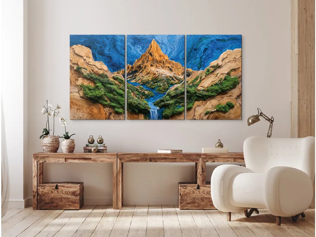 drevko |  Trojdielny machový obraz Dotyk života (imitácia)  50 x 101 cm