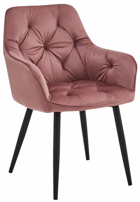 Set dvoch jedálenských stoličiek JORK zamatové, ružové (čierne nohy) 2 ks