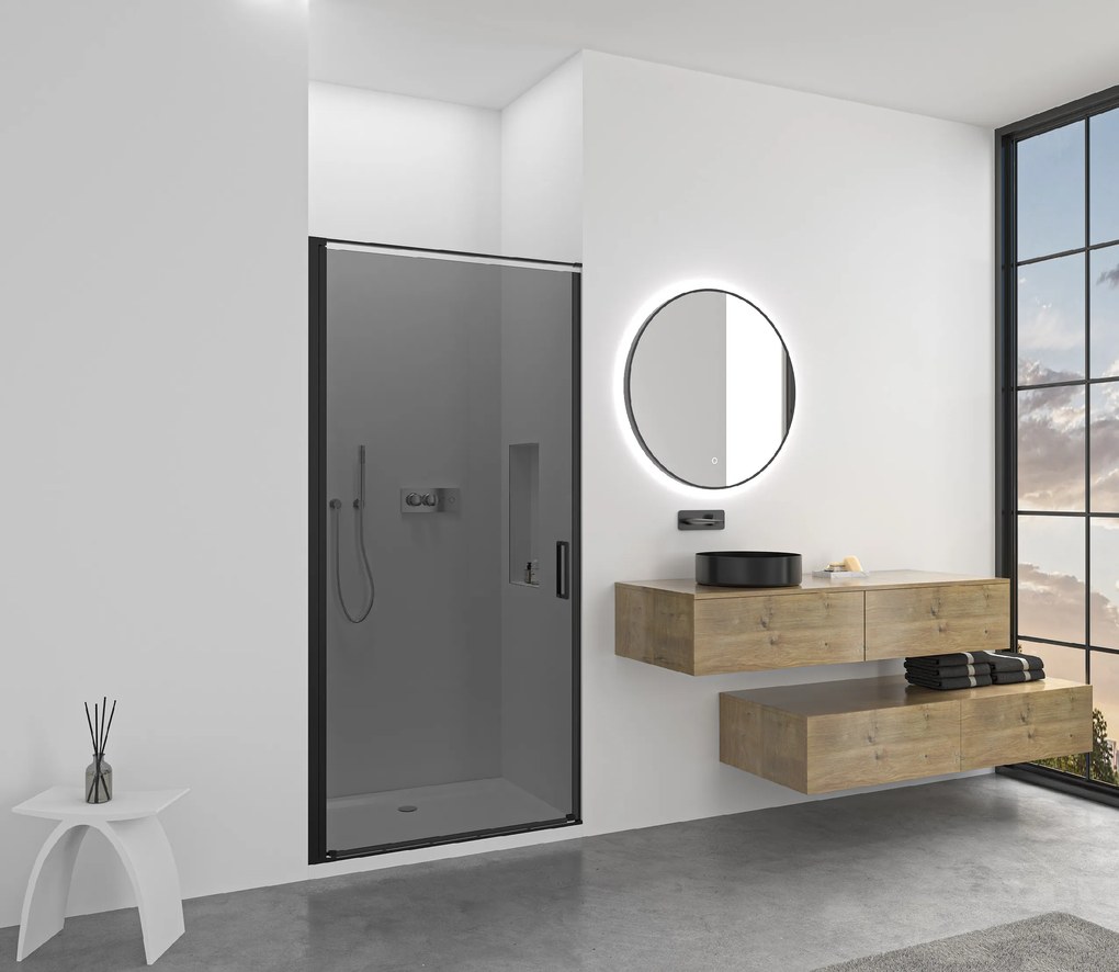 CERANO - Sprchové krídlové dvere Porte L/P - 8 mm - čierna matná, grafitové sklo - 80x195 cm, CER-CER-8050BD7248