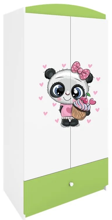Detská šatníková skriňa BABYDREAMS Panda zelená