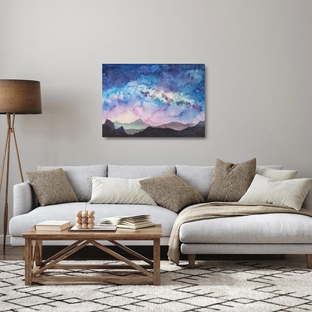 Sklenený obraz - Mliečna dráha, aquarel (70x50 cm)