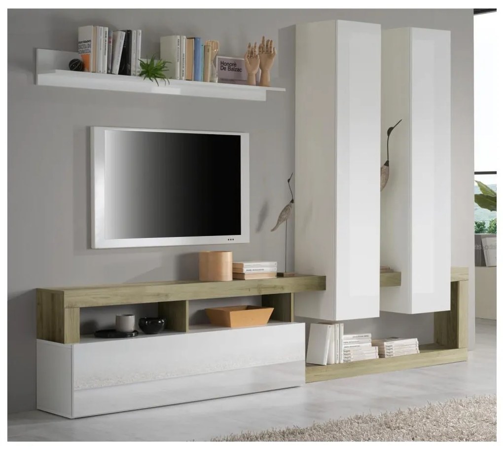 Obývacia stena LENOR biela/hnedá