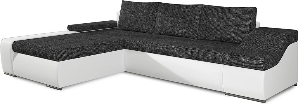 Rohová sedačka s rozkladom a úložným priestorom Oristano L - čierna (Berlin 02) / biela (Soft 17)