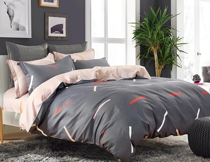 Sivé obojstranné posteľné obliečky so vzorom Šírka: 200 cm | Dĺžka: 220 cm 2ks 70x80 cm (štandard zdarma)