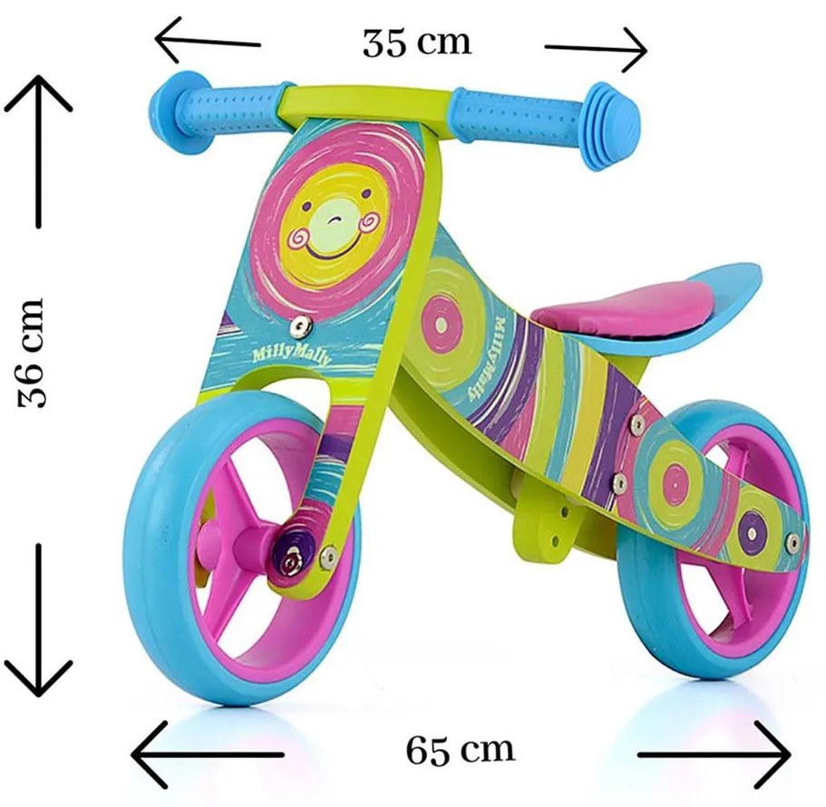 Detské multifunkčné odrážadlo bicykel 2v1 Milly Mally JAKE Rainbow