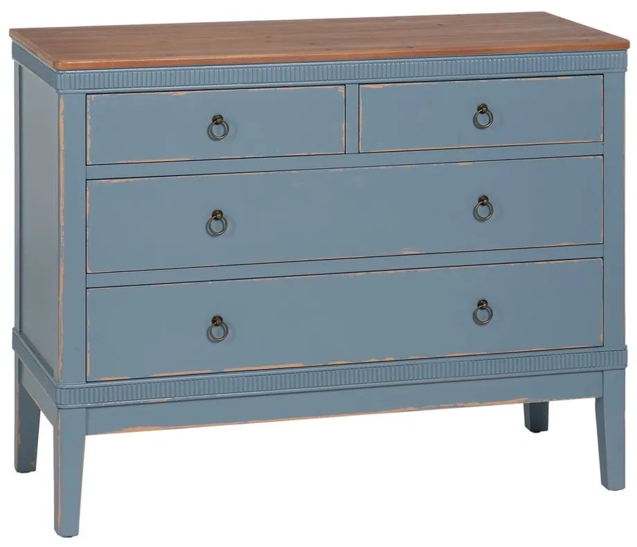 Modrá nízka komoda z jedľového dreva 115x90 cm Shabby – Ixia