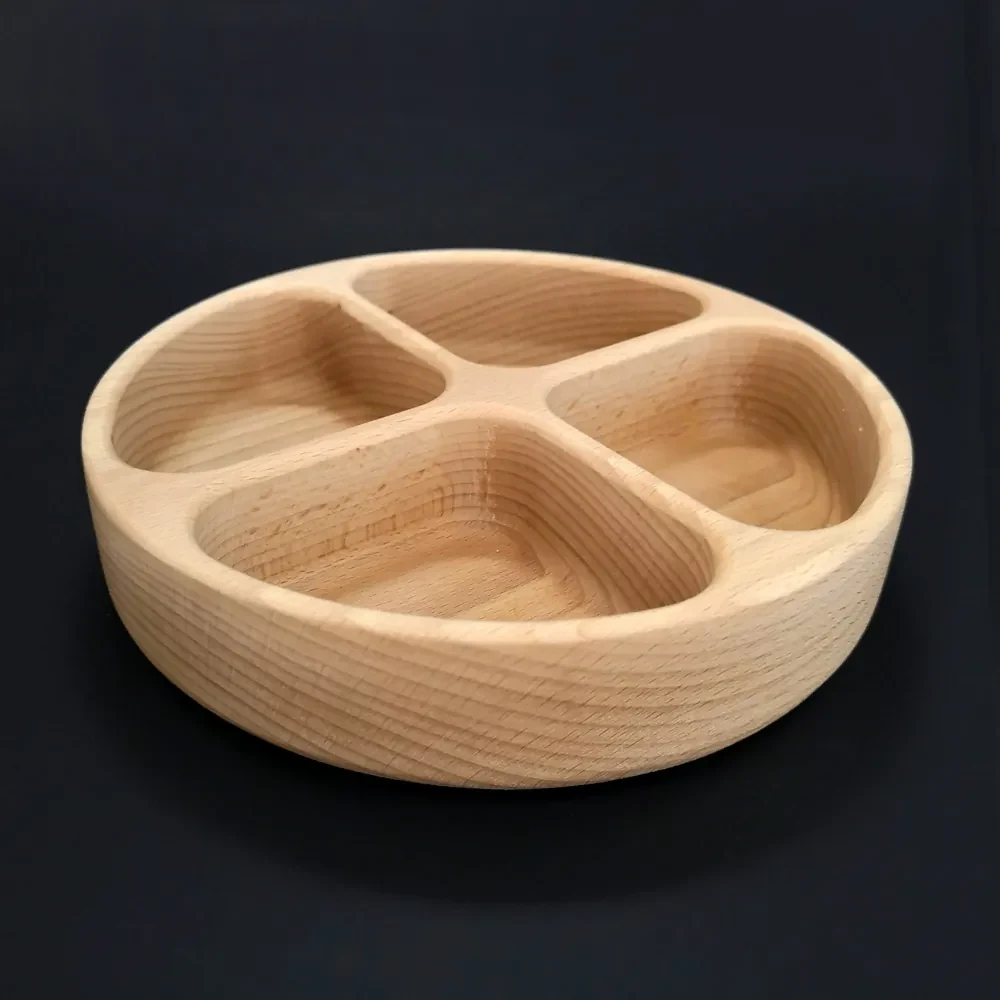 AMADEA Drevená miska guľatá, delená, masívne drevo, 20x4,5 cm