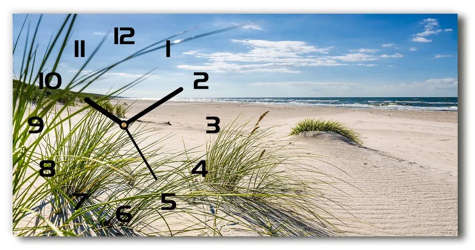 Vodorovné Sklenené hodiny na stenu tiché Mřežino pláž pl_zsp_60x30_f_120152724