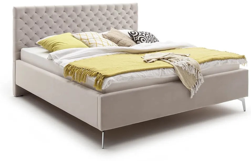 Čalúnená posteľ oliver s úložným priestorom 160 x 200 cm béžová MUZZA