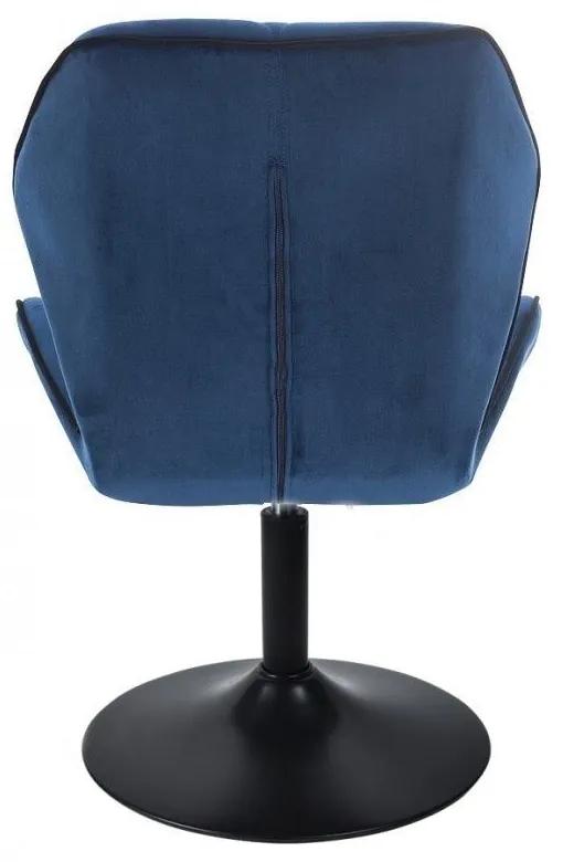 LuxuryForm Stolička MILANO MAX VELUR na čiernom tanieri - modrá
