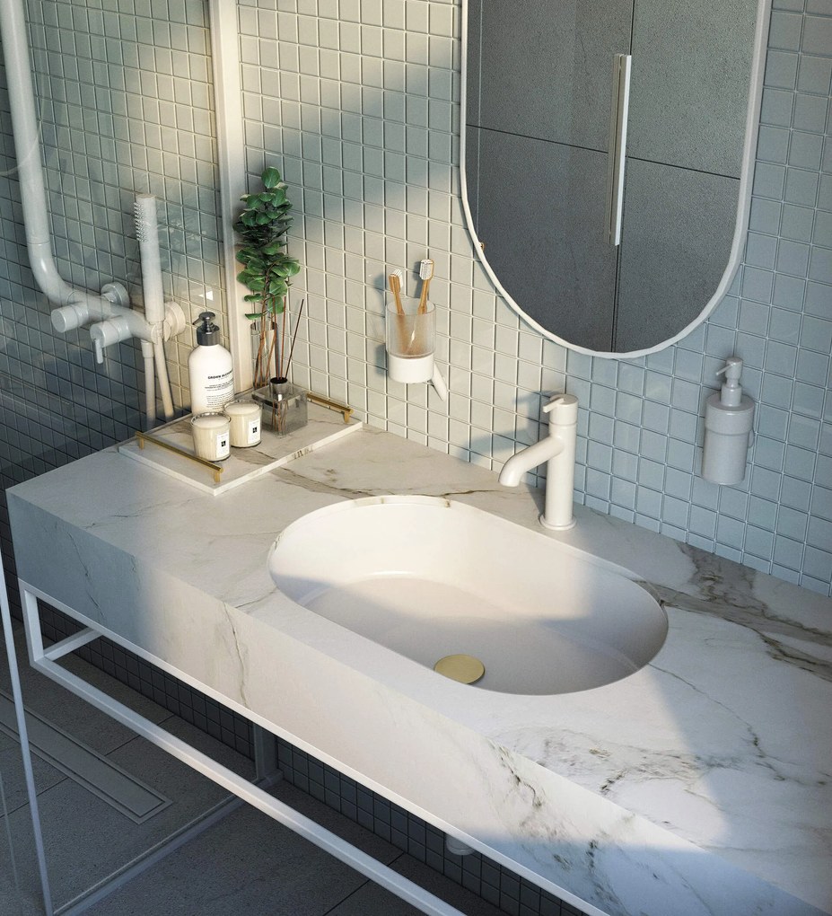 Deante Silia, zarámované závesné zrkadlo 500x1000mm, biela matná, DEA-ADI_A851