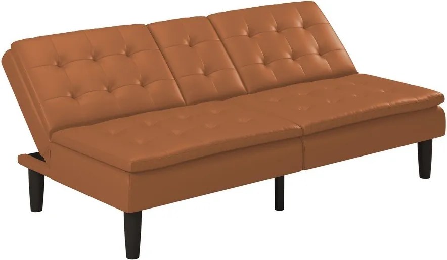 Koňakovohnedá rozkladacia pohovka z imitácie kože 191 cm Maine – Støraa