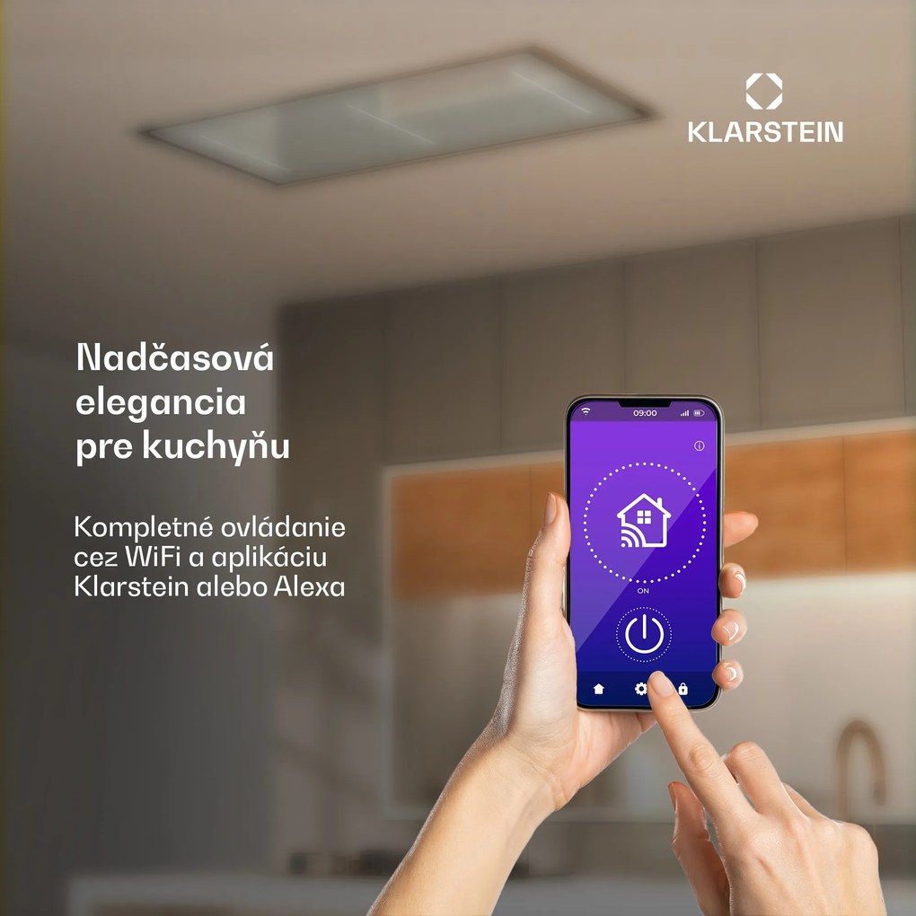 Klarstein LuxeAir digestor, 110 cm, WLAN + Bluetooth, LED, 750 m³/h, odsávanie/recirkulácia, EEC: A