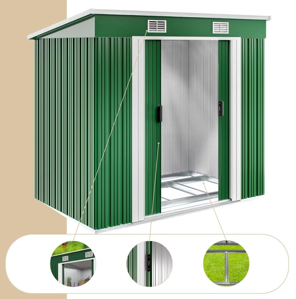 Záhradný domček na náradie L, 196x122x182cm, zelená Gardebruk