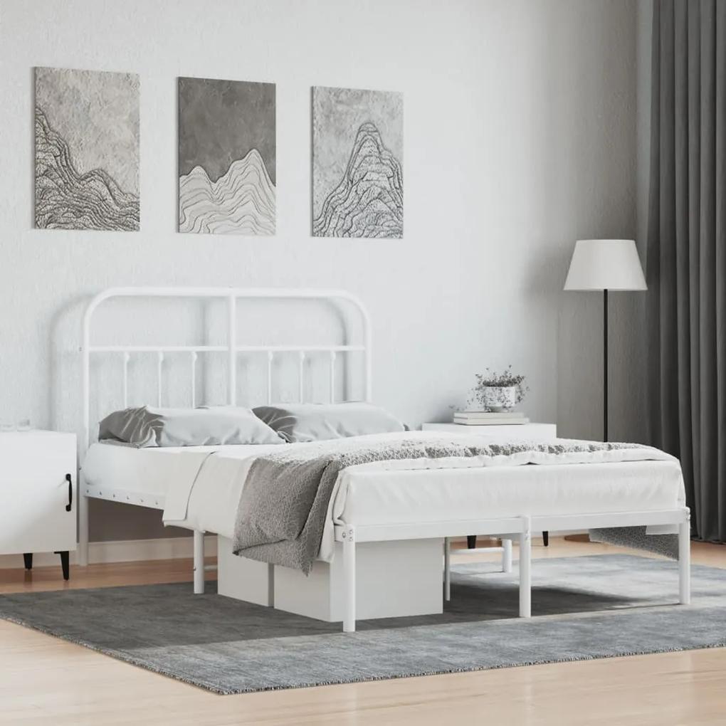 Kovový rám postele s čelom biely 120x190 cm 352624
