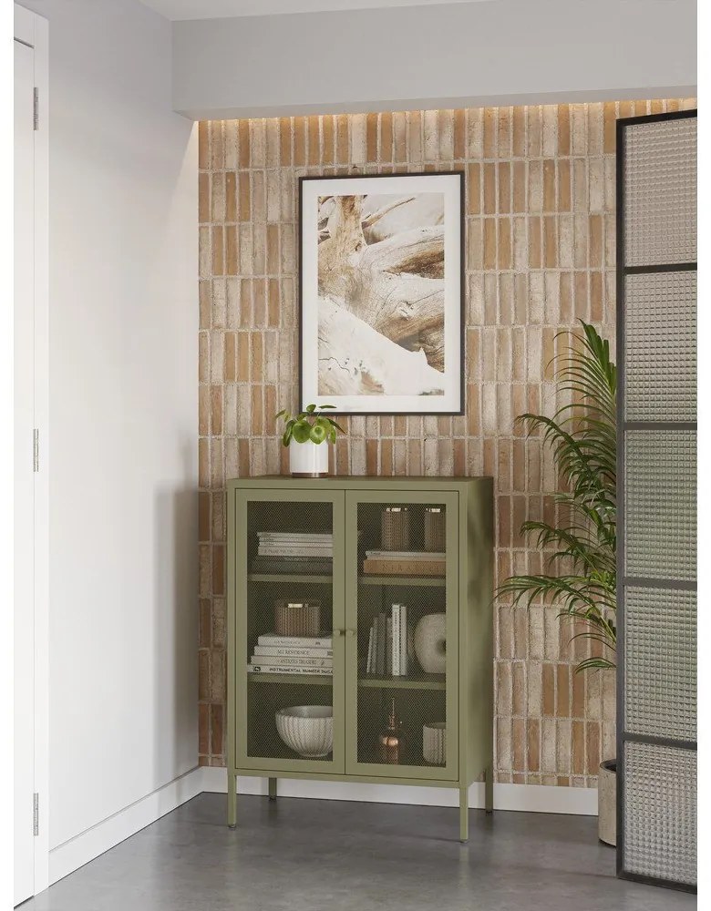 Zelená kovová skrinka 70x100x40 cm Fayna – Marckeric