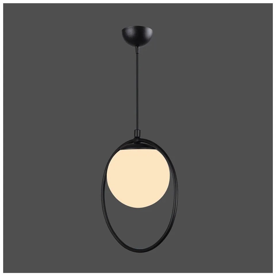 Čierne kovové závesné svietidlo so skleneným tienidlom ø 15 cm Ates – Squid Lighting