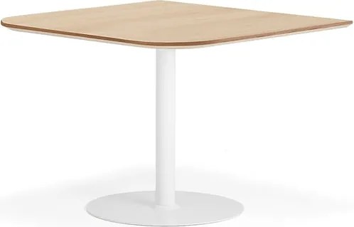 Stôl METRIC, zaoblené rohy, 1000x1000x720 mm, biela/dub