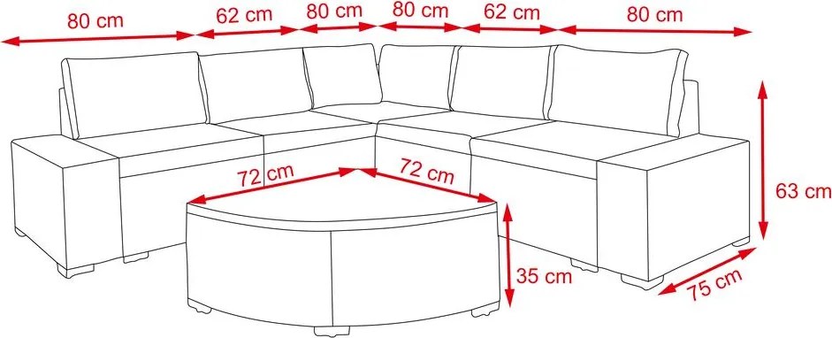 Rohová ratanová súprava Avenberg AZURE - šedá/béžová