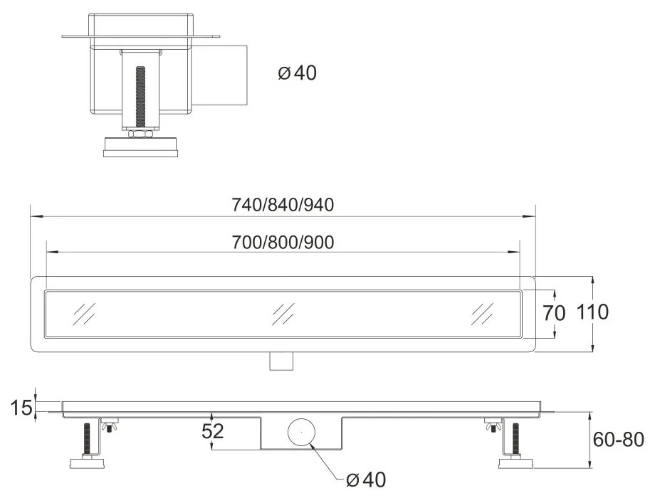 Mereo Mereo, Odtokový sprchový žľab STRIP, MER-CZ123
