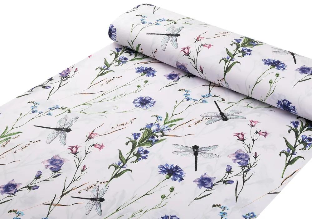 Biante Detské bavlnené posteľné obliečky do postieľky Sandra SA-429 Lúčne kvietky s vážkami Do postieľky 90x140 a 40x60 cm