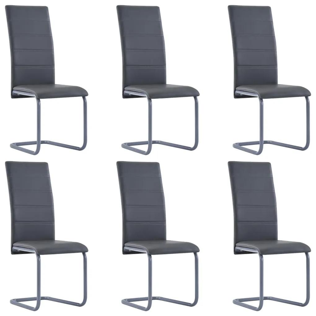 Jedálenské stoličky, perová kostra 6 ks, sivé, umelá koža 278096