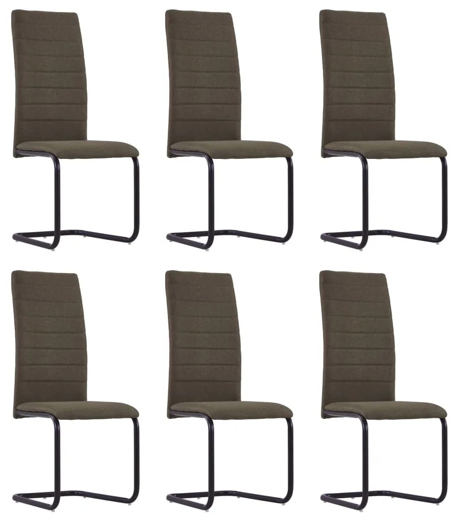 vidaXL Jedálenské stoličky, perová kostra 6 ks, hnedé, látka