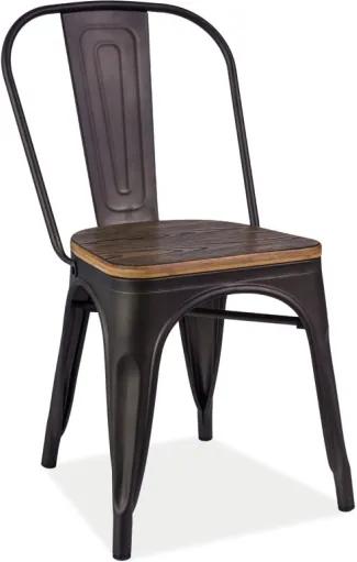 Najlacnejsinabytok LOFT kovová stolička, tmavý orech/grafit