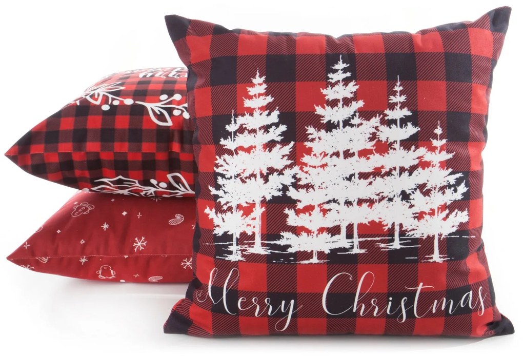 VIANOČNÁ DEKORAČNÁ OBLIEČKA NA VANKÚŠ TREE 45X45 CM VZOROVANÁ
