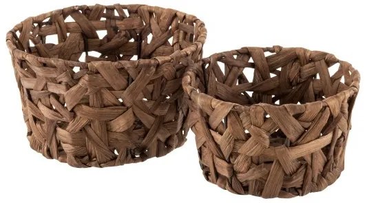 Sada 2 okrúhlych košíkov z rákosia v gaštanovohnedej Orabelle - 23 * 23 * 13 cm